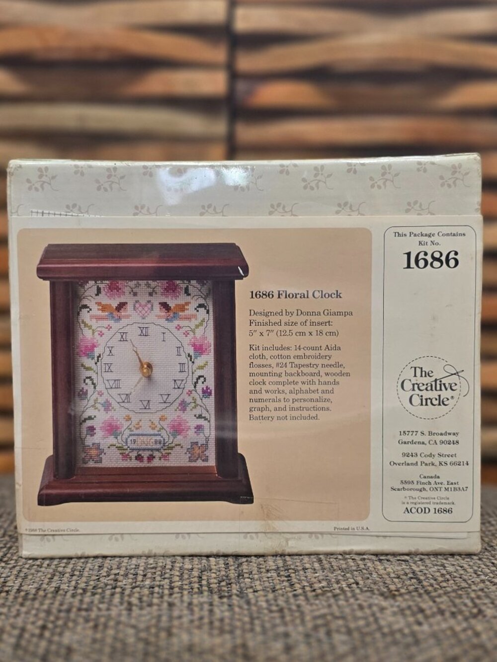 Vintage New In Box The Creative Circle 1686 Floral Clock SEALED NEVER OPENED